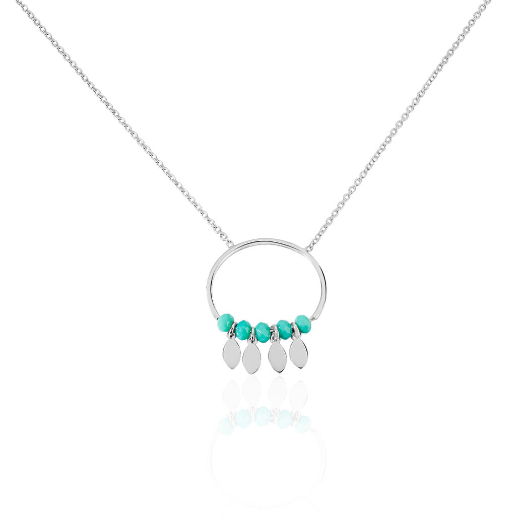 Collier Polyna Argent Blanc Pierre De Synthese