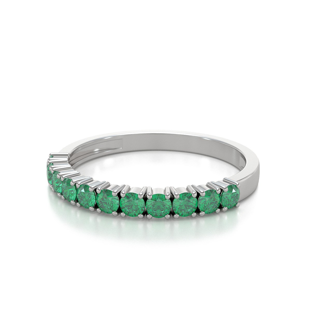 Bague ADEN Or 585 Blanc Emeraude 1.64grs