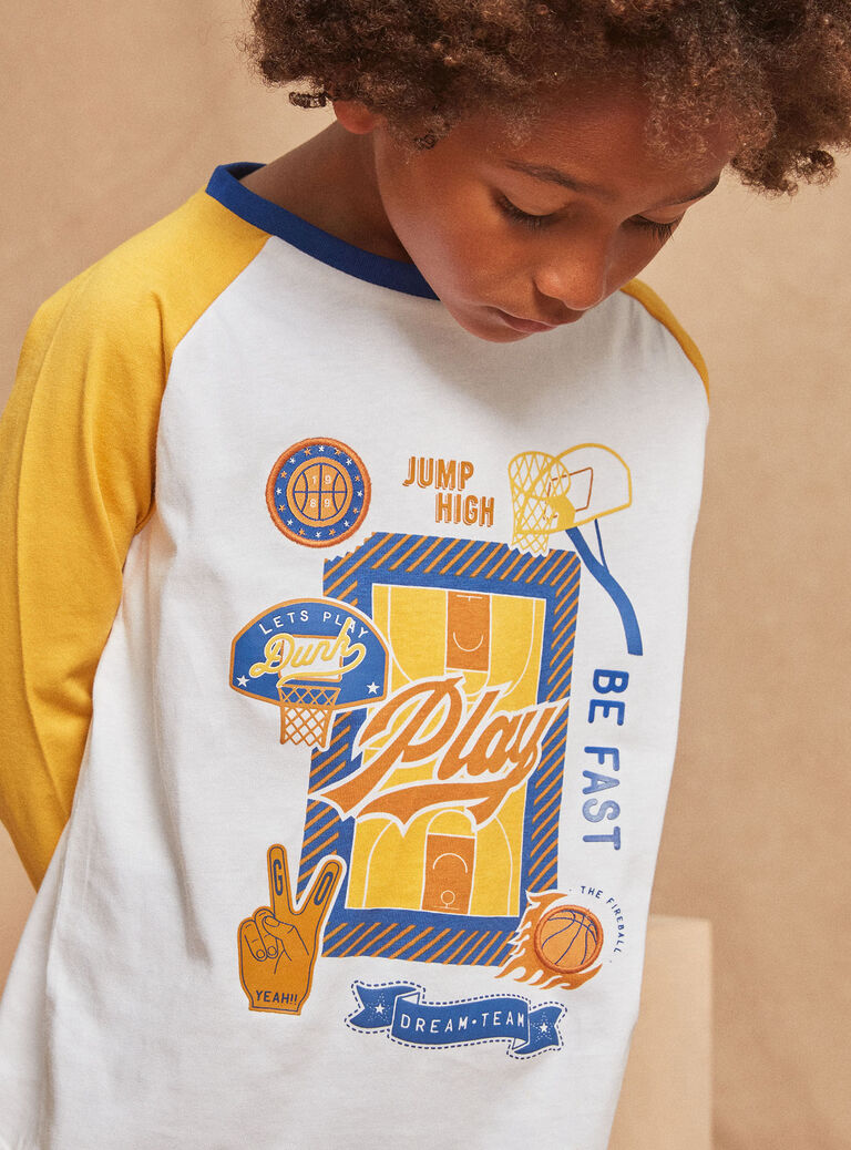 Pyjama bleu roi et jaune en jersey