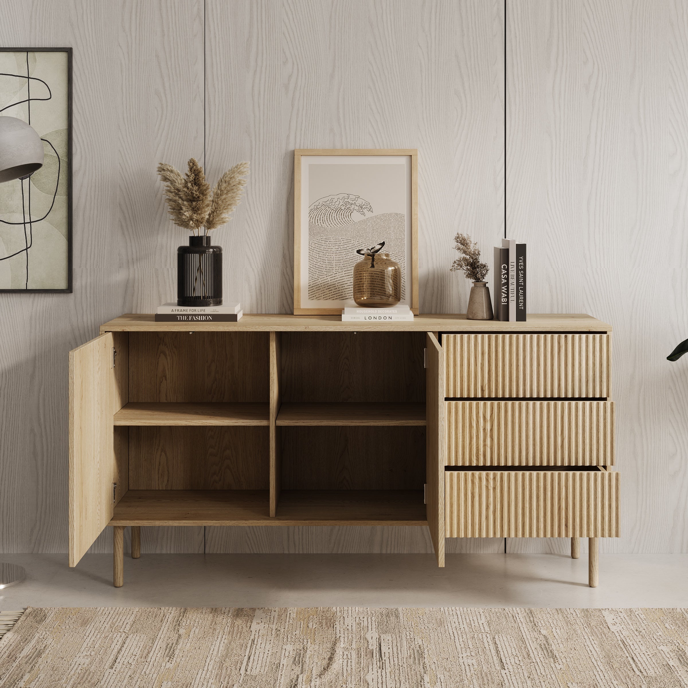 Meubella - Tenerife - Dressoir - Eiken - 154 cm