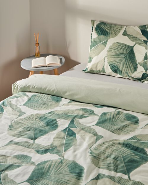 housse de couette en coton doux 140x200/220 feuilles de jungle
