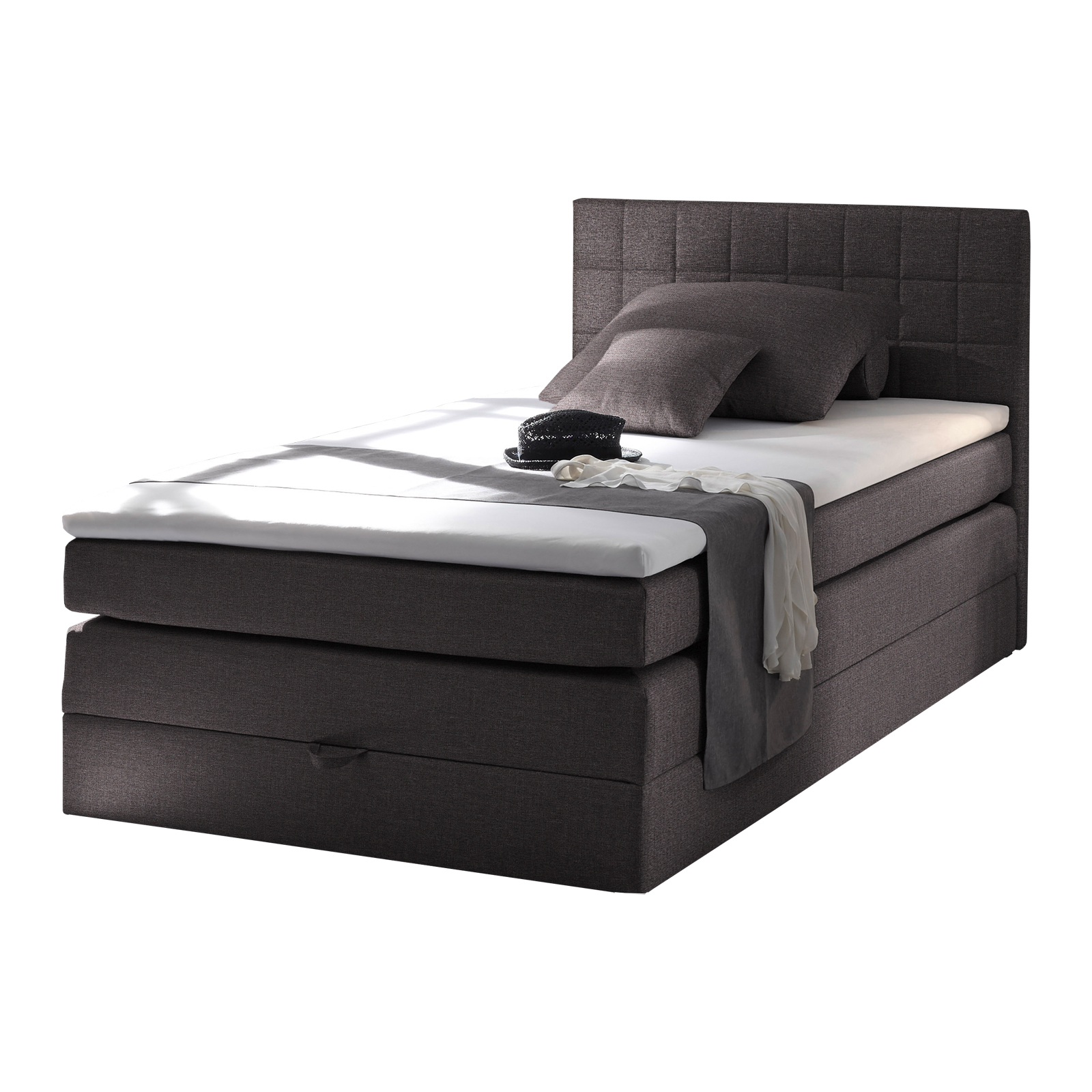 Boxspringbett - anthrazit - H2 - Webstoff - 140x200 cm