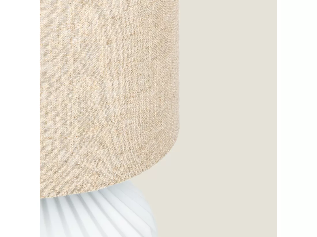 Lampe à Poser Porcelaine et Tissu Monduver Blanc