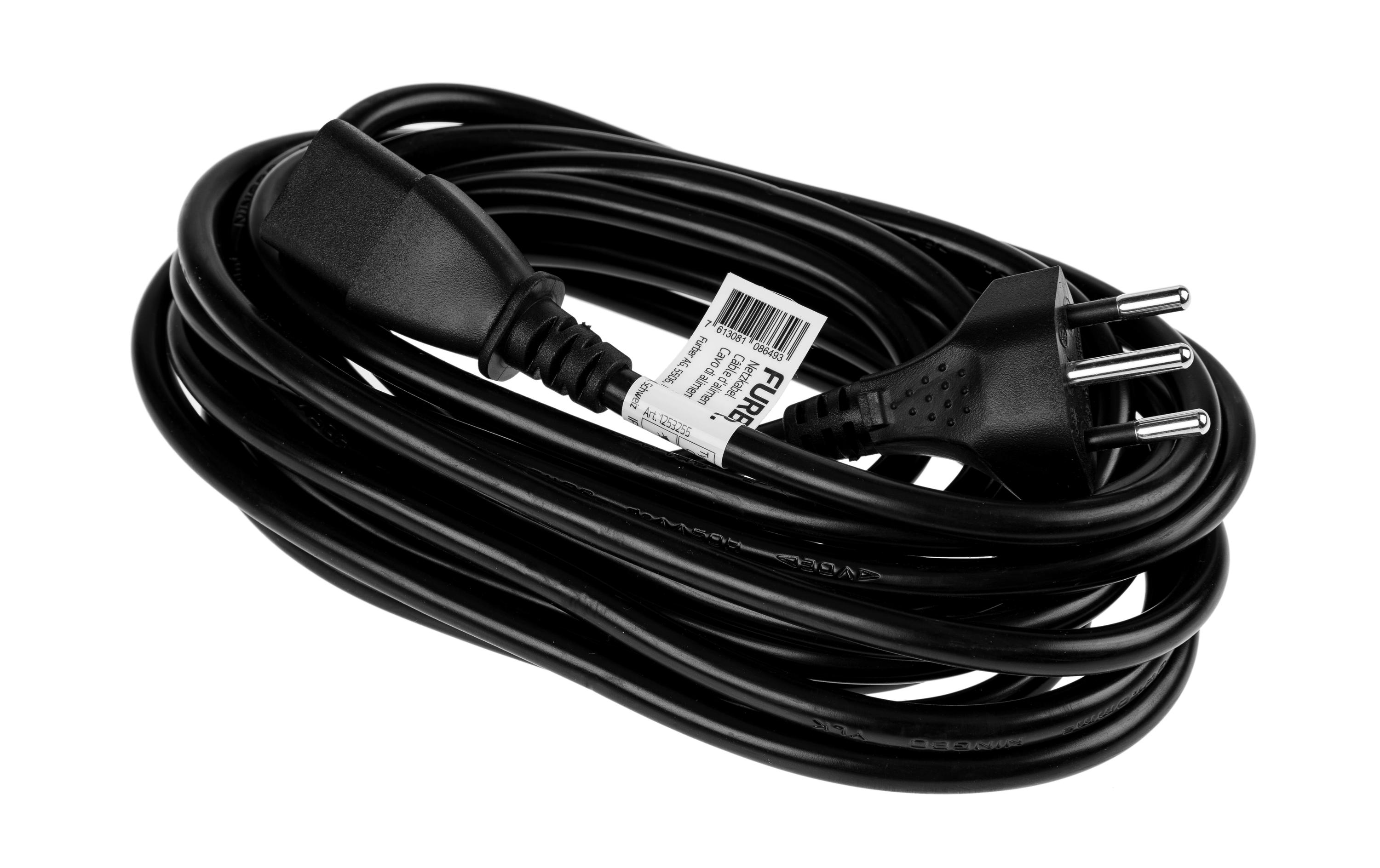 Netzkabel C13-T12 5.0 m SchwarzKaltgerätekabel H05 VV-F 3G1.00