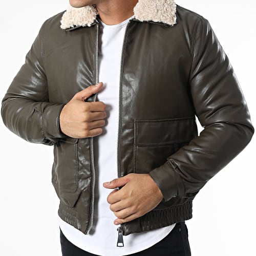 Veste Zippée Col Mouton Marron