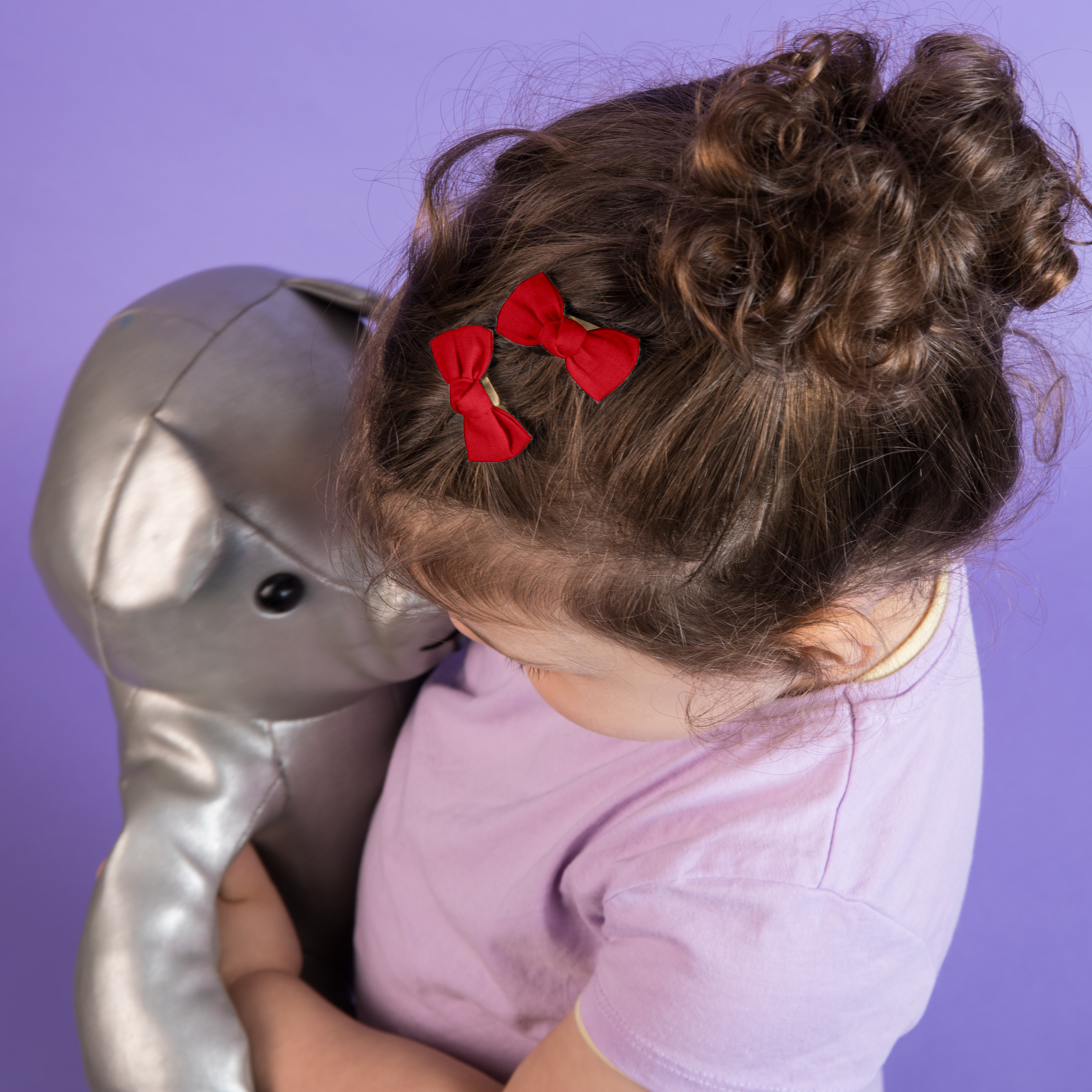 Barrettes Clic-Clac Petits Noeuds Rouge Foncé