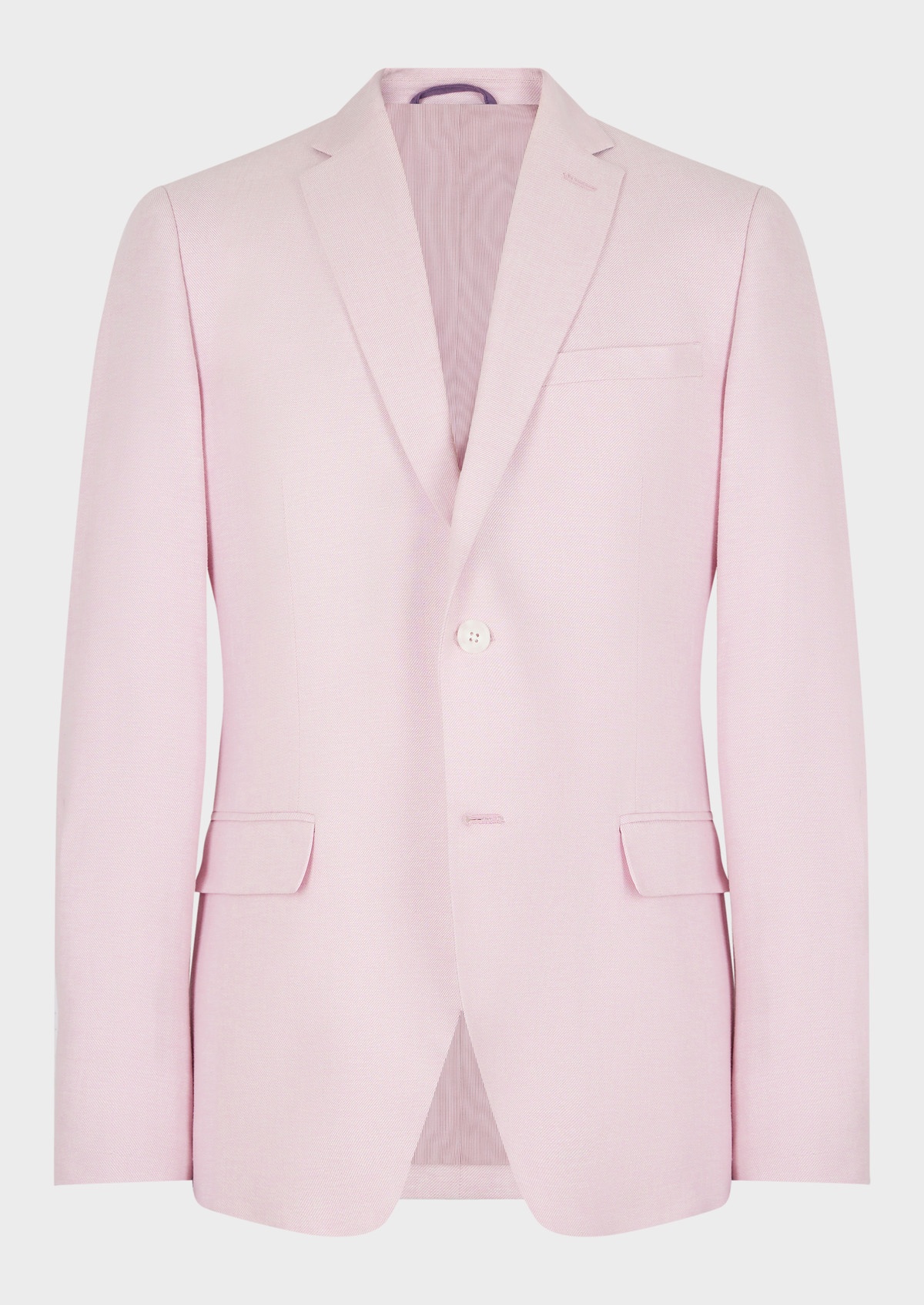 Veste coordonnable Slim en coton et lin unis rose