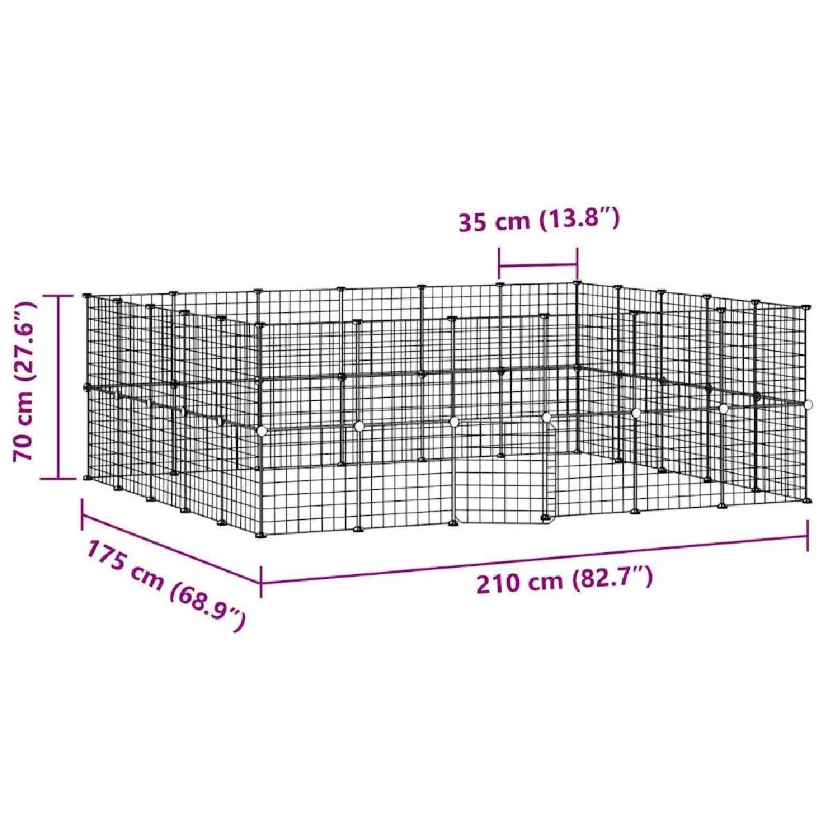 vidaXL Cage pour animaux 44 panneaux