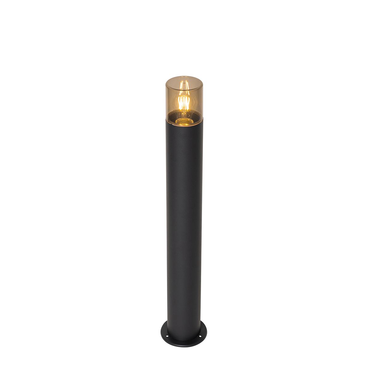Staande buitenlamp zwart met smoke kap 70 cm - Odense