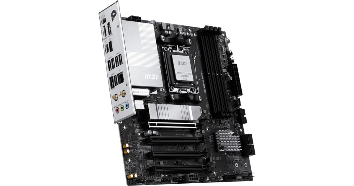 MSIPRO B850M-P WIFI socket AM5 moederbord  (Zwart/zilver, RAID, 5Gb-LAN, Wi-Fi 7, BT, Sound, µATX)