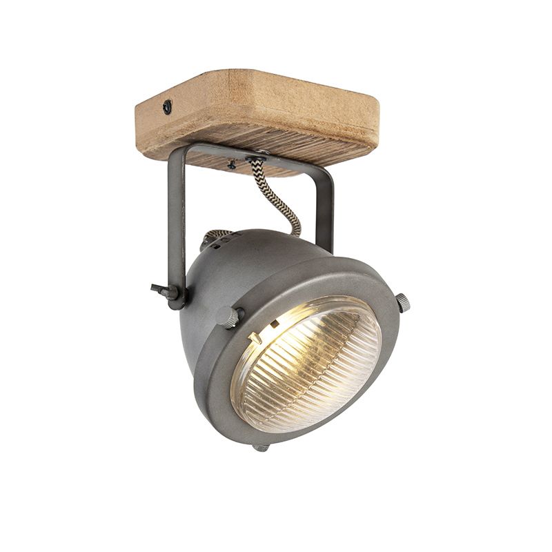Smart spot staal met hout incl. WiFI GU10 verstelbaar - Emado