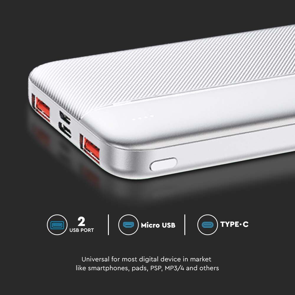 Snel oplaadbare powerbank - 10000mAh - Wit