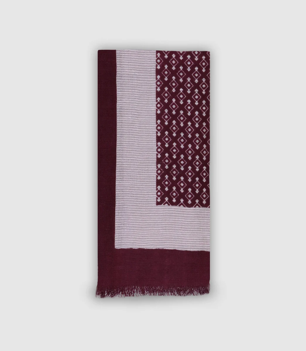 Echarpe à micro motifs bordeaux