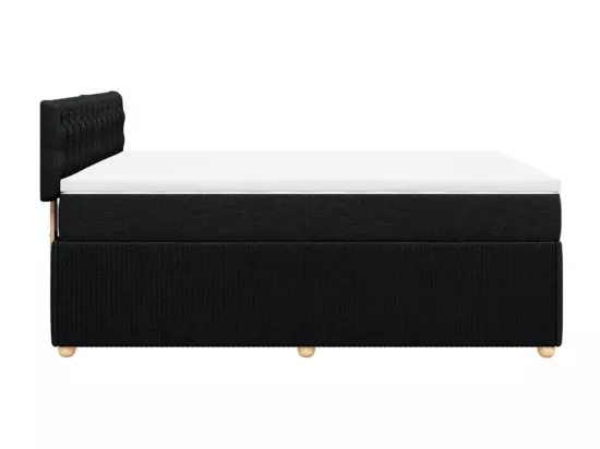 Sommier à lattes de lit avec matelas Noir 160x200 cm Tissu