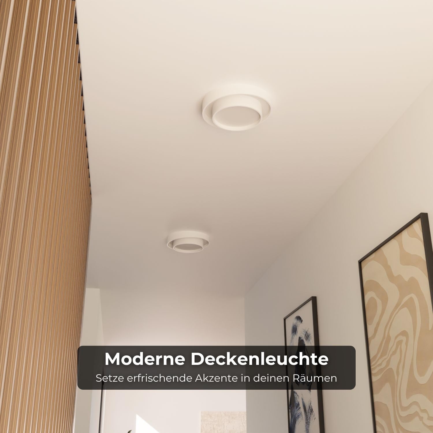 Deckenleuchte 'Aurelia' LED warmweiß 2700 K nicht dimmbar CRI 92 hohe Helligkeit 3420 Lumen Designerlampe modern Aluminium Deckenlampe (Weiß 50cm)
