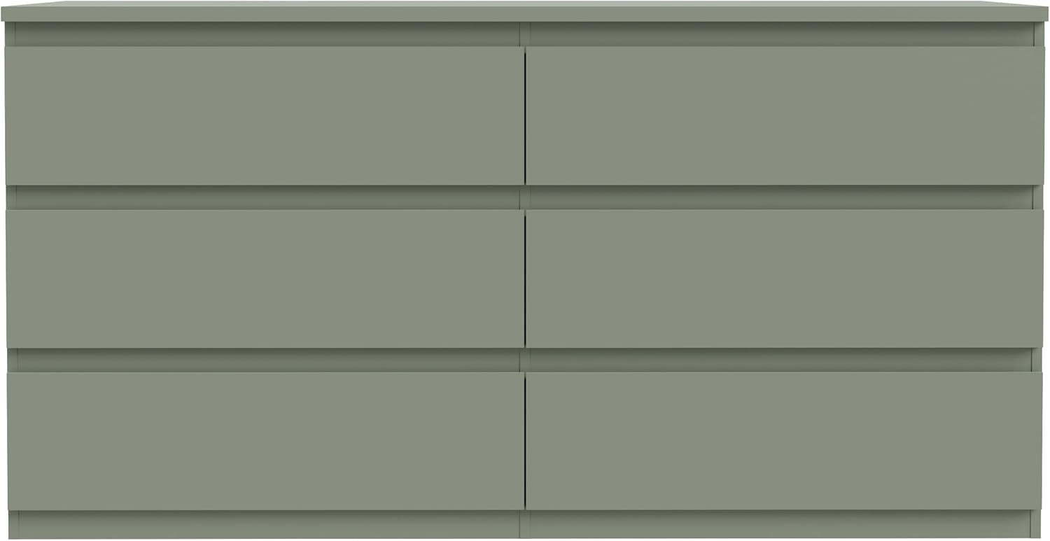 Forte EDMORE Kommode 150 160, Moderne Kommode mit 6 Schubladen, Holzwerkstoff, Salbei, 153,9 cm breit x 79,8 cm hoch x 42,2 cm tief