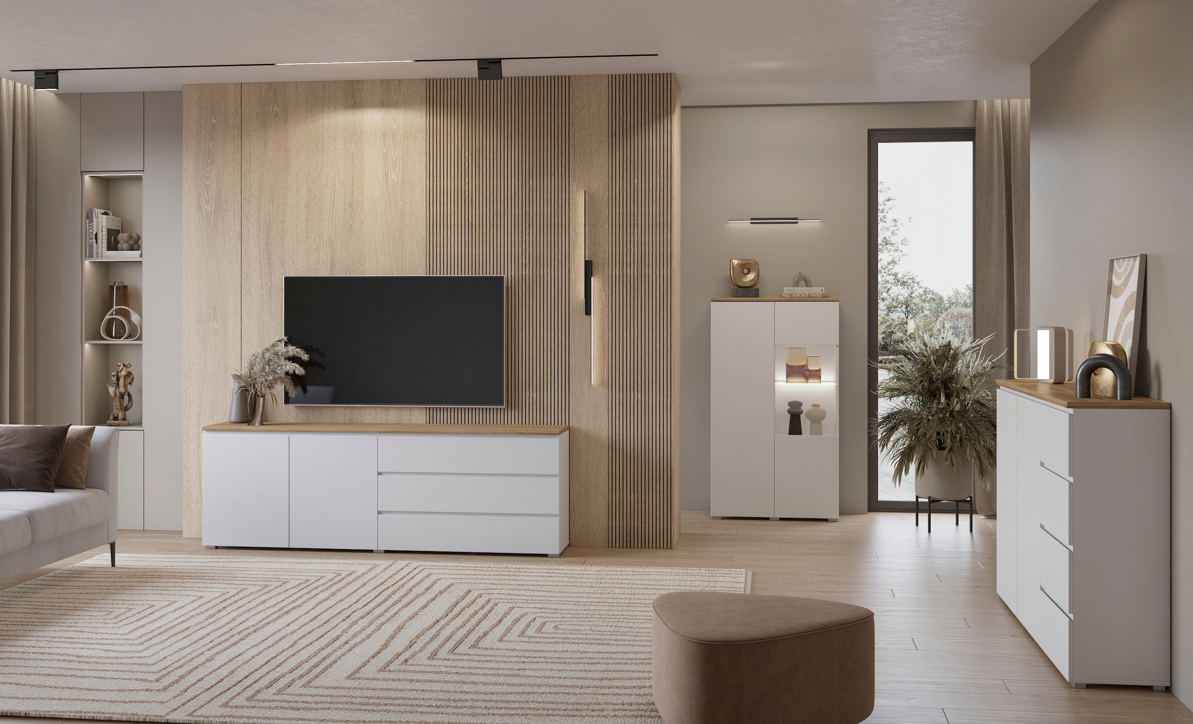 INOSIGN Vitrine »Modo, Breite 80 cm, moderner griffloser Vitrineschrank« Vitrine mit viel Stauraum, Einlegeböden verstellbar, Glastür