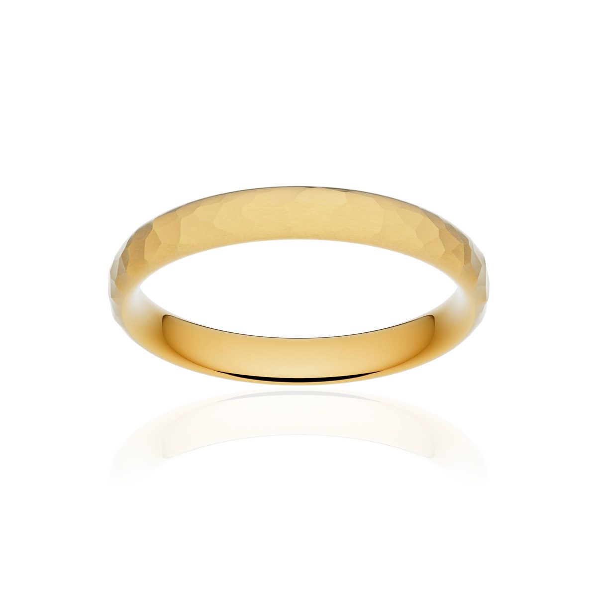 Alliance or 375 jaune martelé ruban confort 3,5mm
