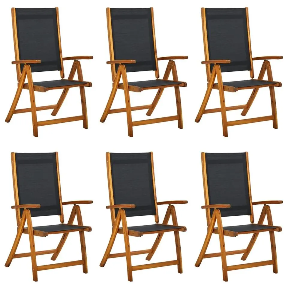 vidaXL - Tuinstoelen inklapbaar - Bruin - Acacia en textileen - 6 stuks