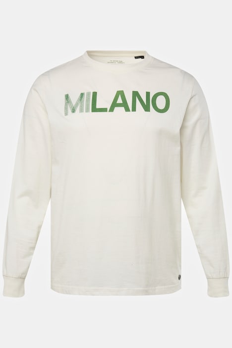 Langarm-Shirt, Rundhals, Brustprint, bis 8 XL