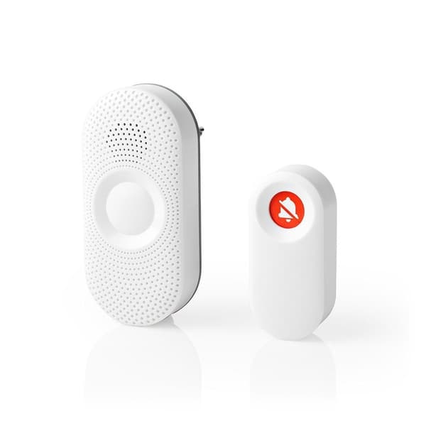 Nedis Trådløs ringeklokke Set | Nettstrøm drevet | 220 - 240 V AC 50 Hz | 1x CR2032 | Volum: 80 dB | Signalområde (siktelinje): 300 m | IP44 | Justerb