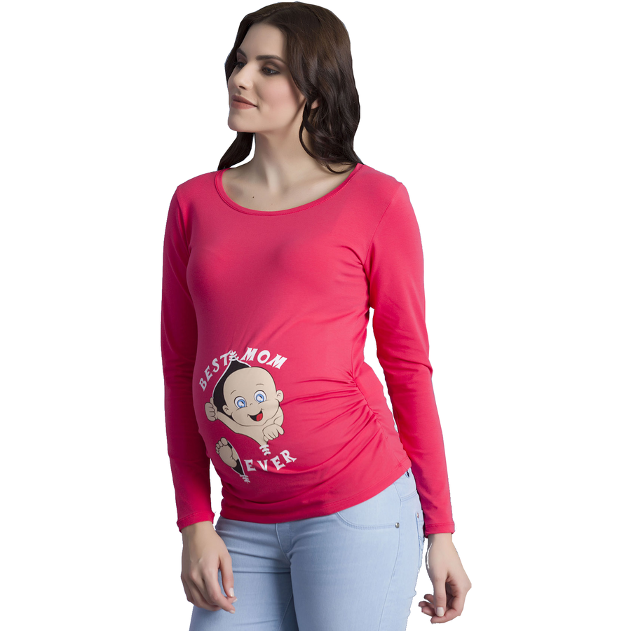 M.M.C. Umstandslangarmshirt Best Mom Ever mit Motiv Koralle