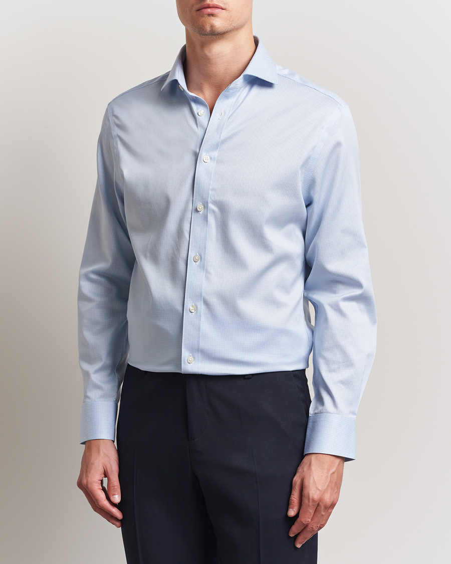 Charles Tyrwhitt Slim Fit Non Iron Puppytooth Shirt Sky Blue