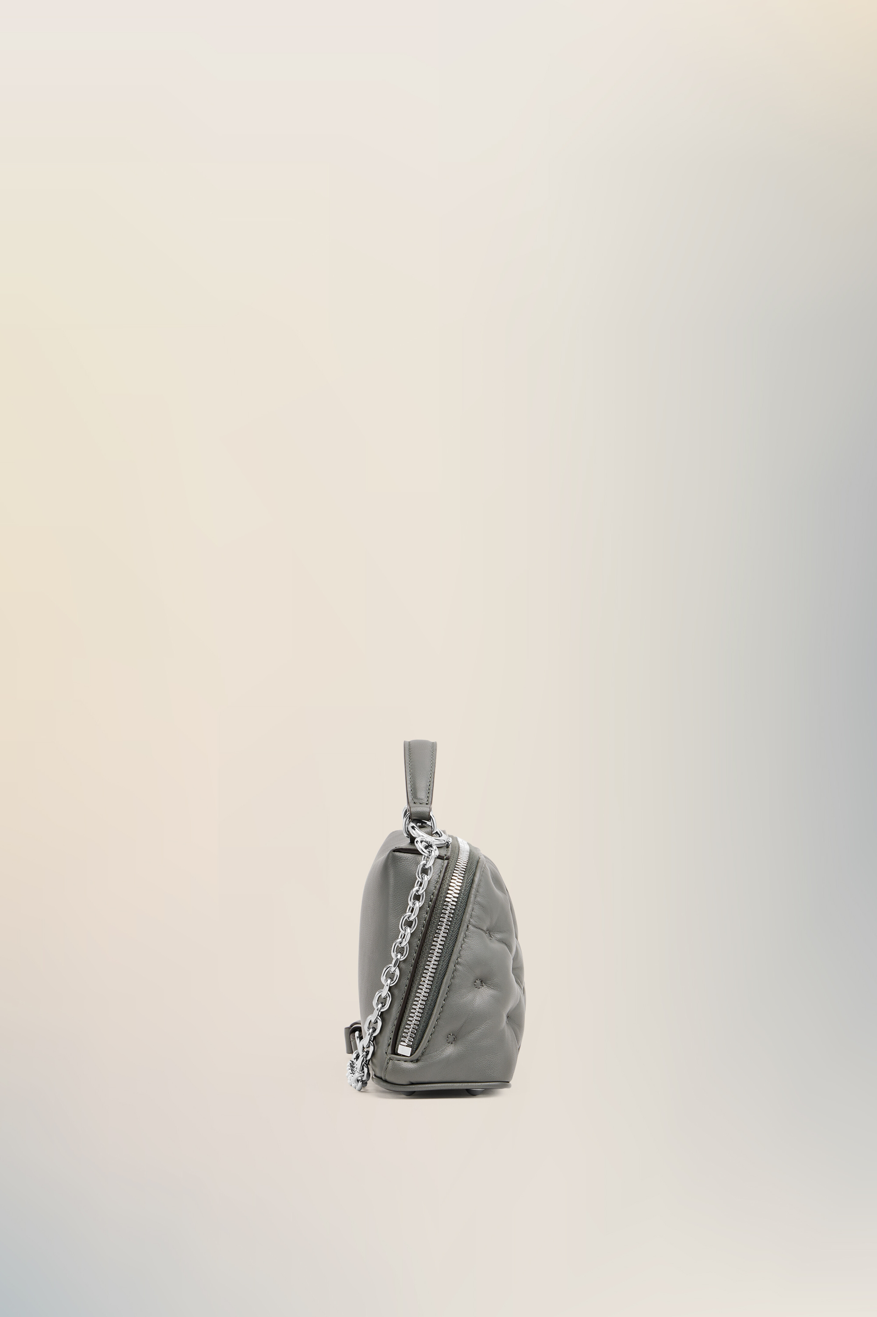 Sac bandoulière Glam Slam Trapezoid Bag gris en cuir Gris caillou