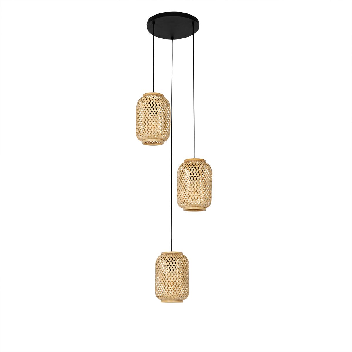 Oosterse hanglamp bamboe 3-lichts - Yvonne