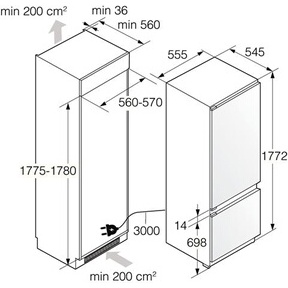 Réfrigérateur congélateur en bas Asko RFN31842EI - Encastrable 177 cm