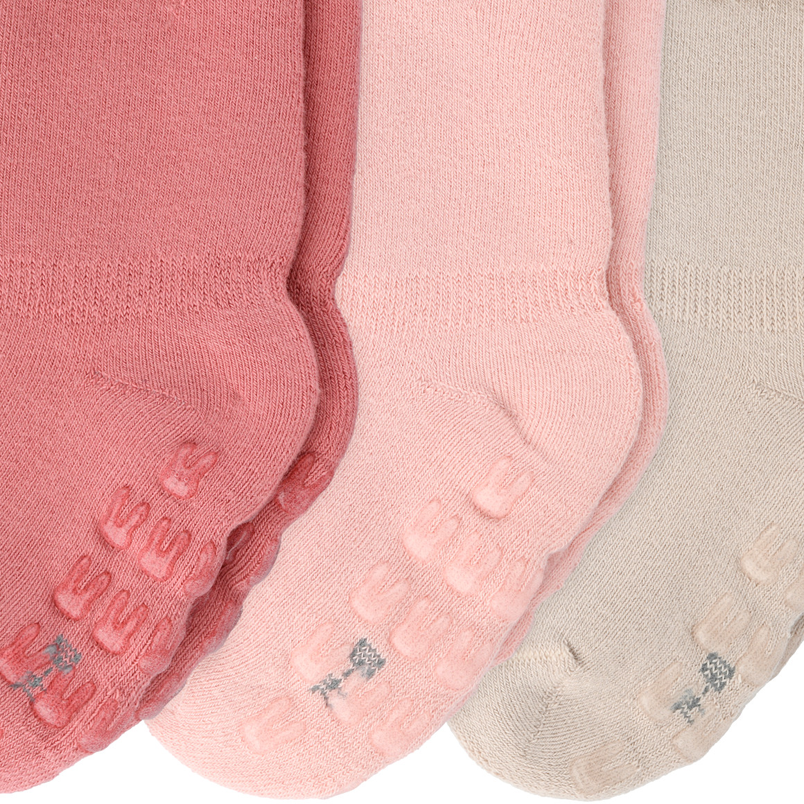 Topomini 3 Paar Baby Stoppersocken in Frottee-Qualität rosa / beige / dunkelrosa