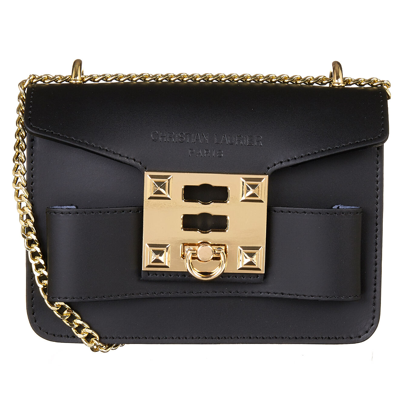 Christian Laurier Sac bandoulière en Cuir Turner noir - 20x12.5x6.5 cm