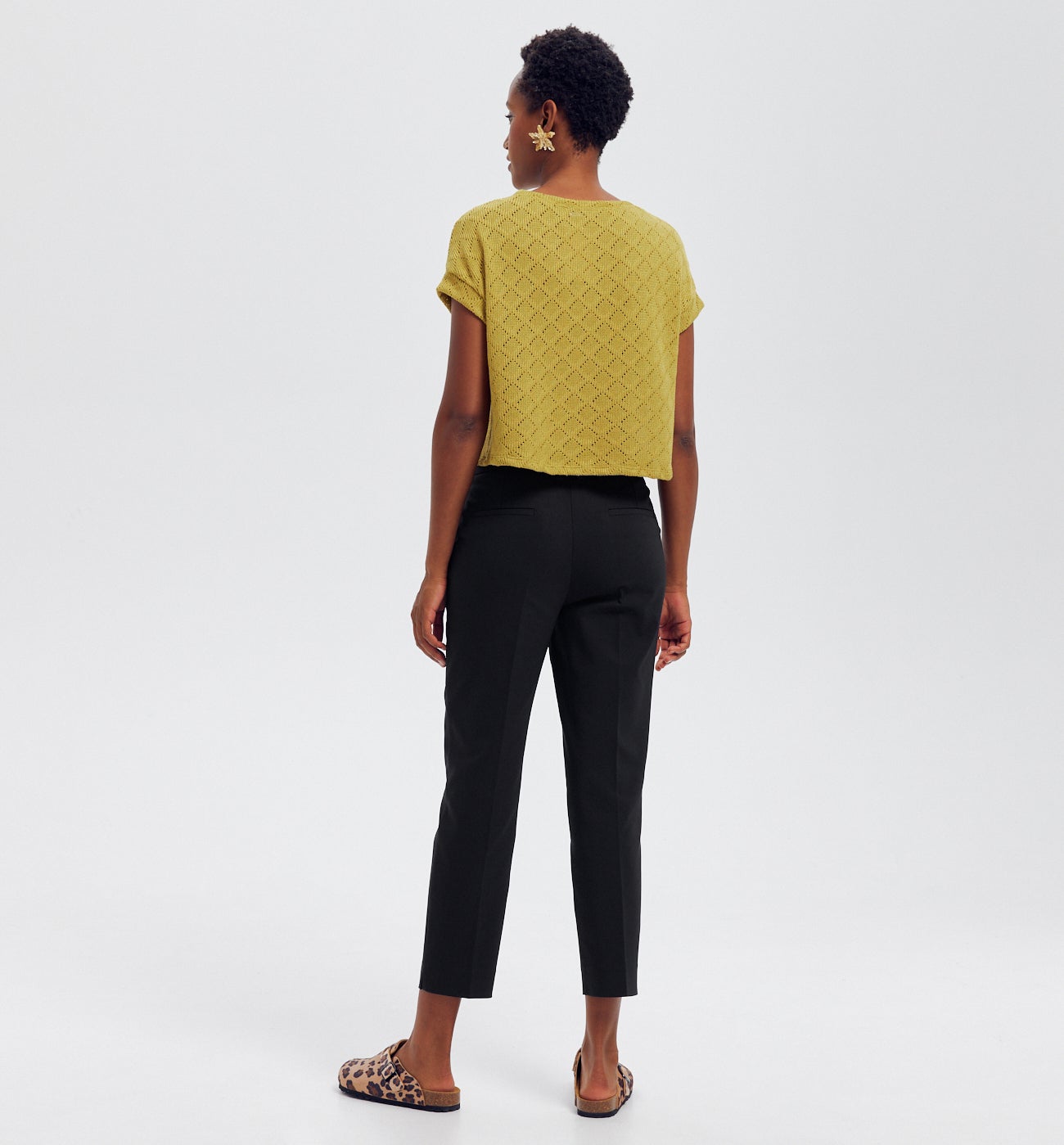Pantalon cigarette uni Femme - Noir