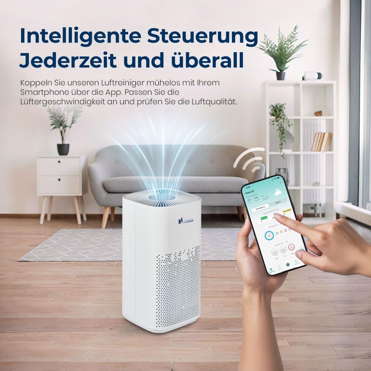 Luftreiniger 7-in-1 mit HEPA & Aktivkohlefilter, UV-C & PM2,5– Ionisator, leiser Air Purifier & Luftfilter Wohnung für Allergiker gegen Staub, Pollen, Rauch & Tierhaare, 400m³/h CADR