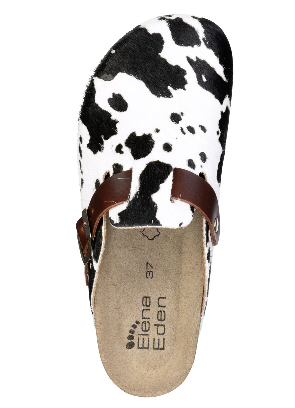 ELENA EDEN, trendige Damen-Clogs, Weite H, mit brauner Spange