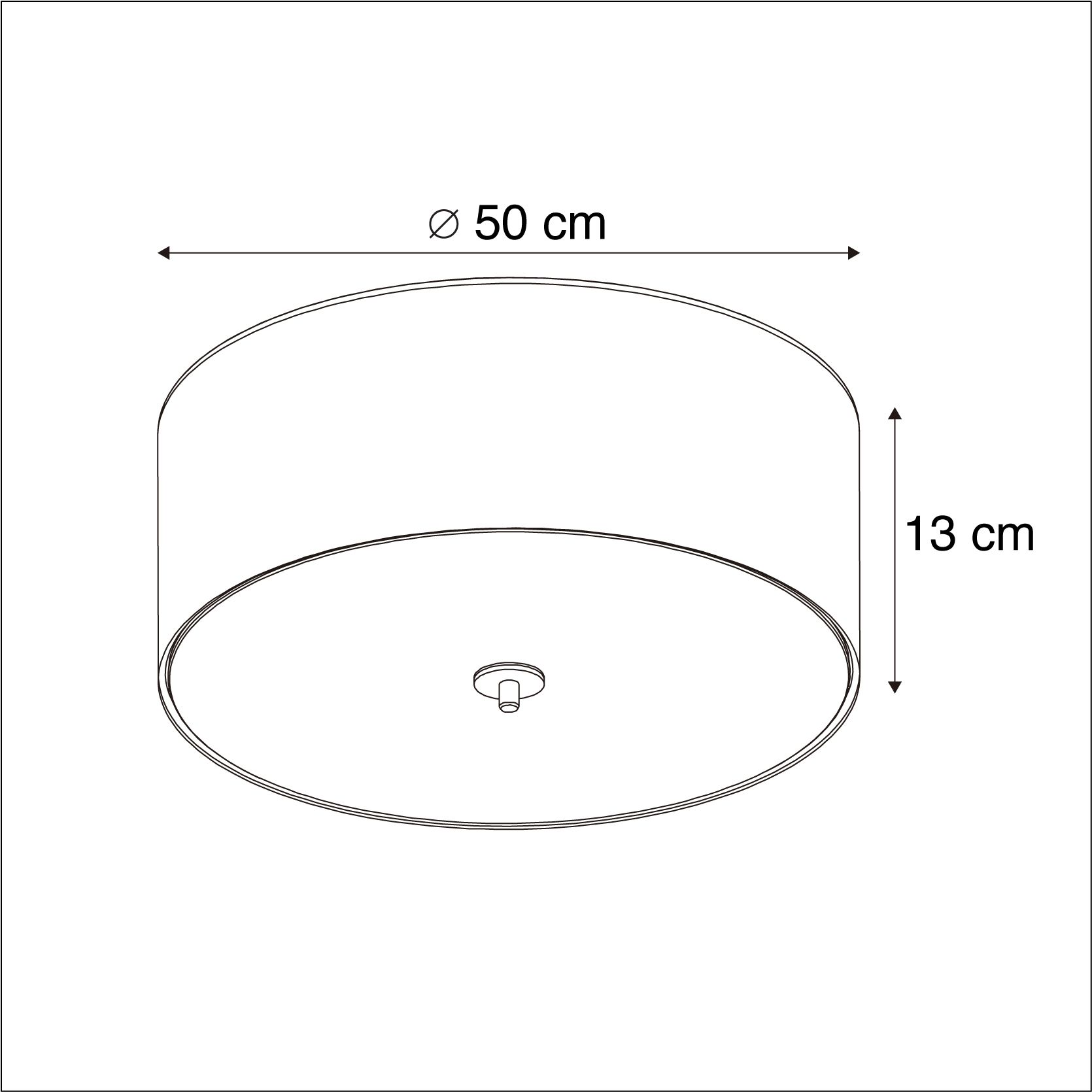Landelijke plafondlamp wit 50 cm - Drum