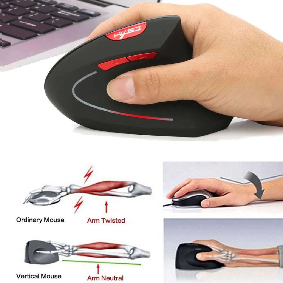 Yonis Souris Ergonomique USB 2400 DPI