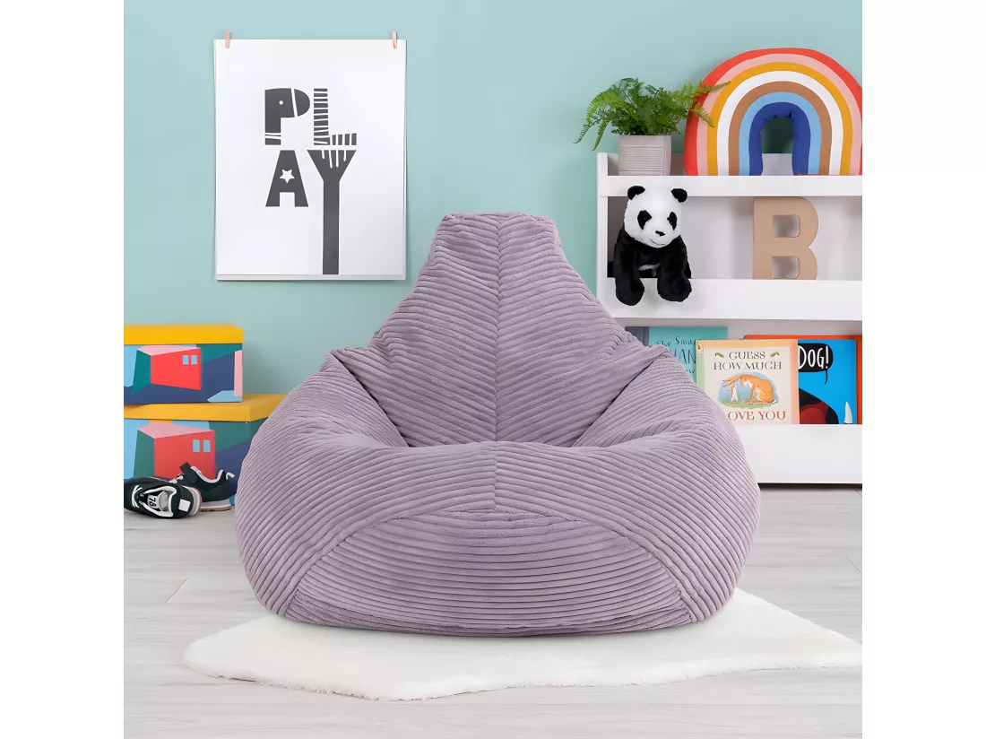 Pouf inclinable enfant velours côtelé violet lavande - DALTON