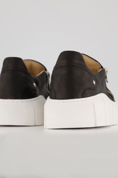 Leder-Slip-Ons, Zipper, Wechselfußbett, Komfortweite