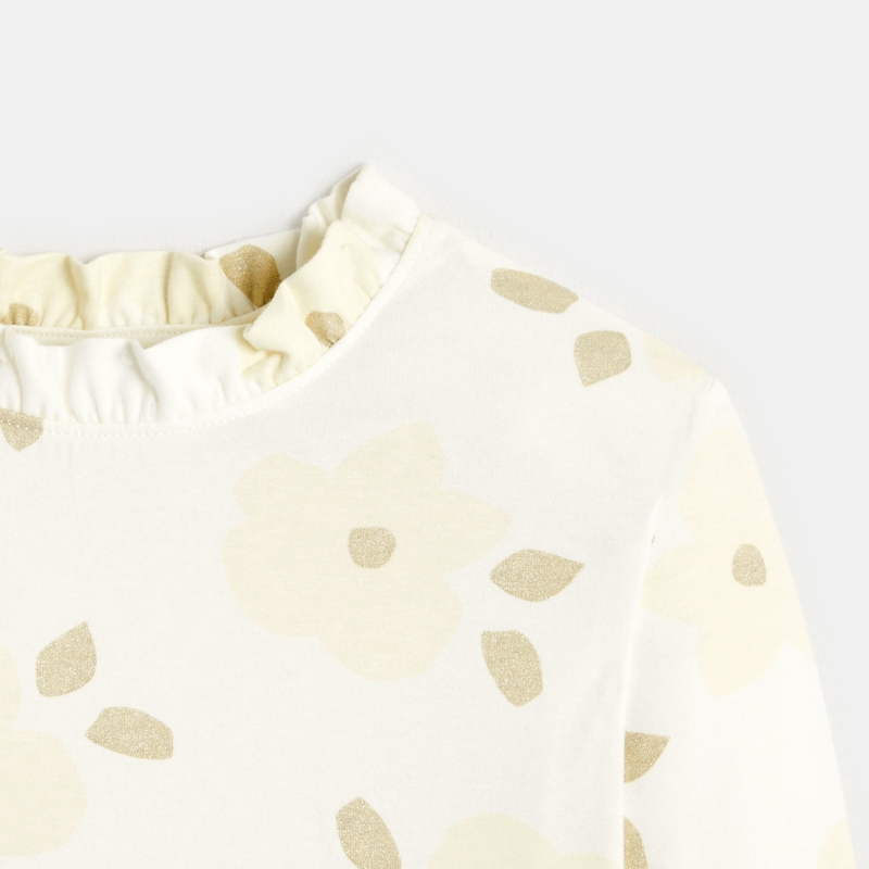 T-shirt irisé à col volanté blanc fille