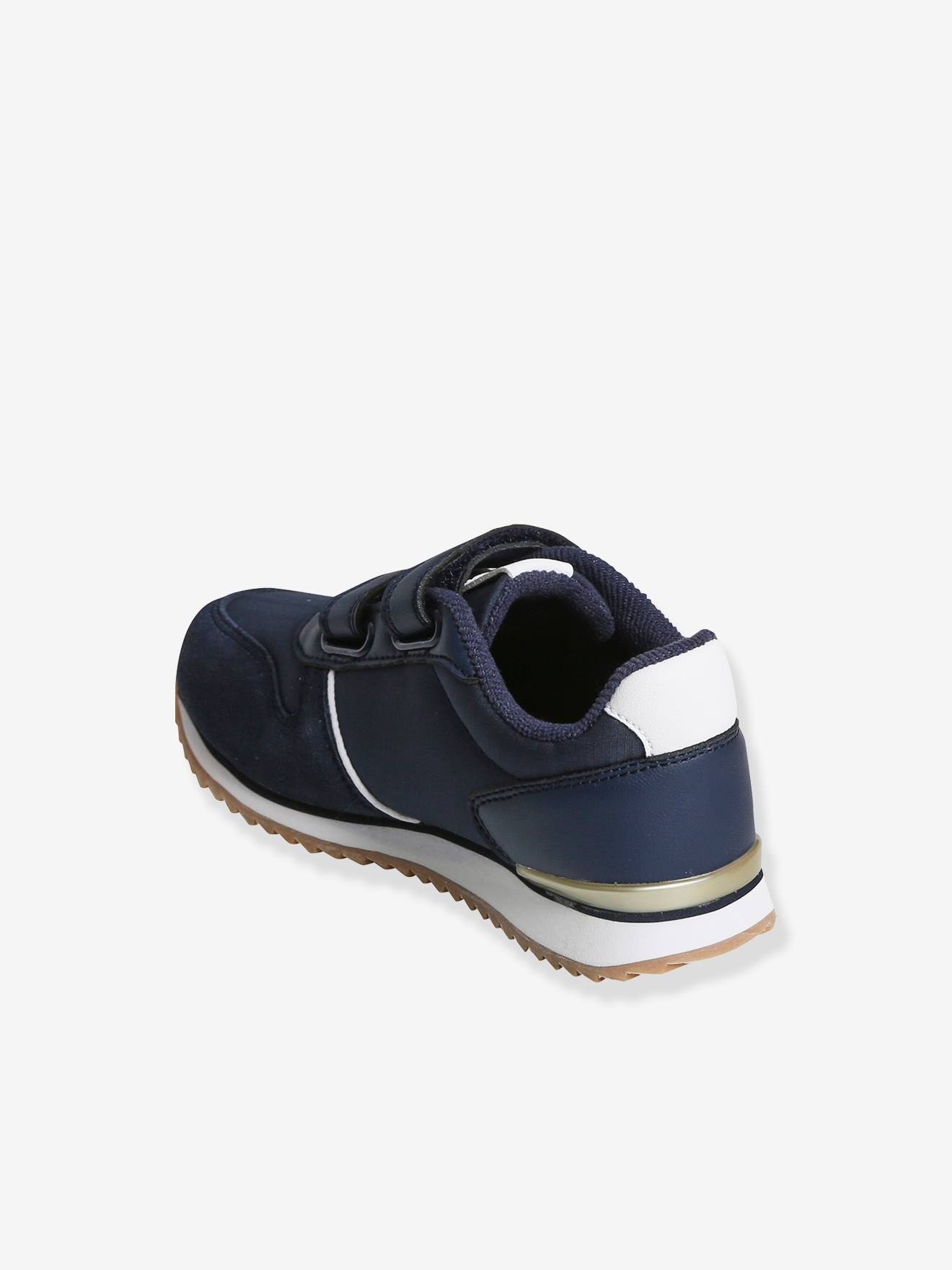 Tênis de corrida lisos, vermelho escuro, para meninas, com fecho de velcro.