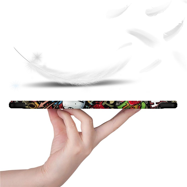 Samsung Galaxy Tab A9  Plus Hybrid Leder Tasche Smart Cover Schutzhülle   S-Pen Halterung - Graffiti