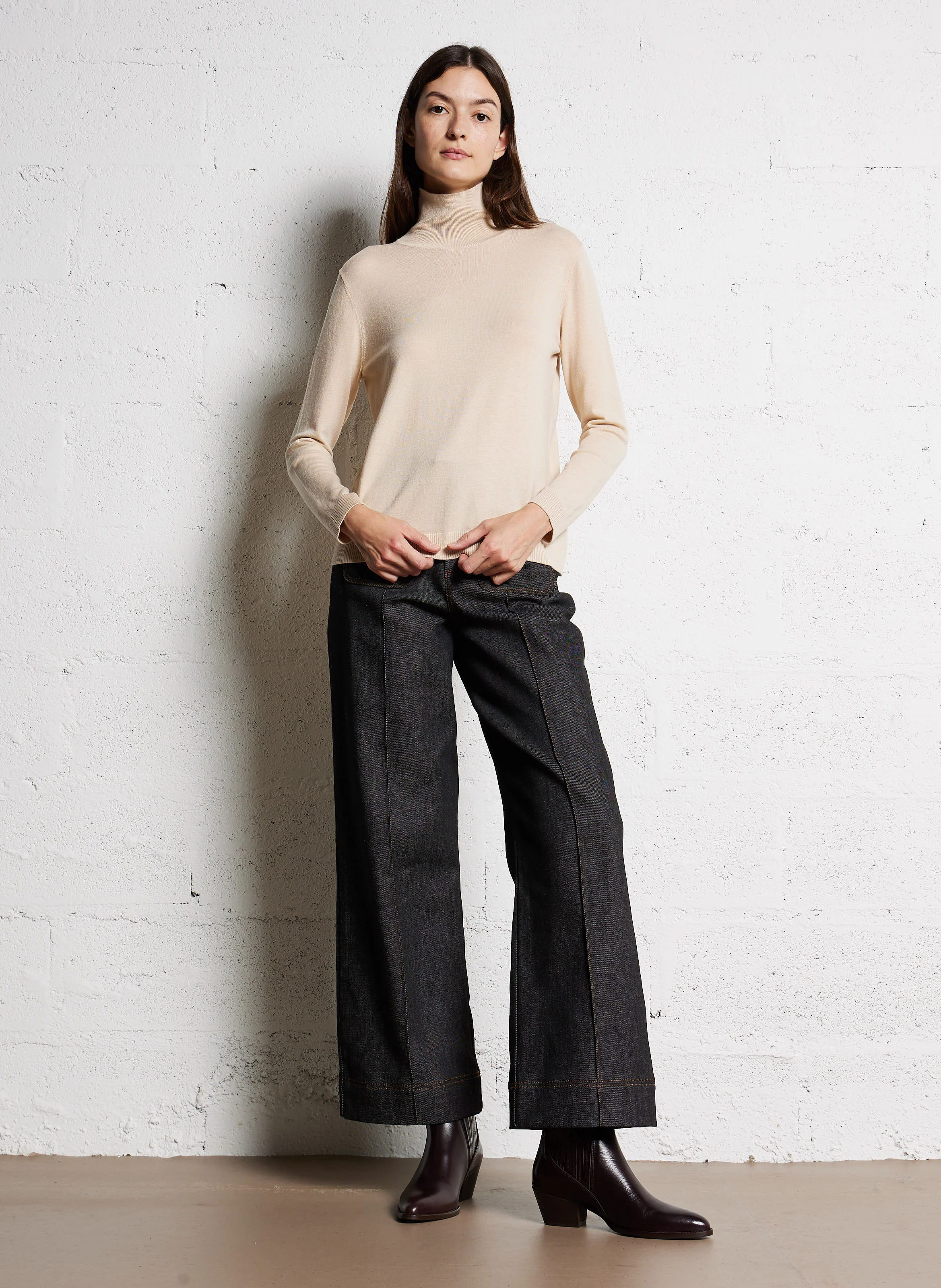 KIKU - Pull col roulé droit | Blanc