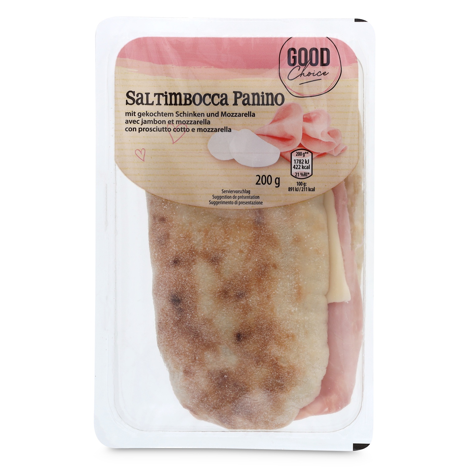 GOOD CHOICE Saltimbocca, gekochter Schinken und Mozzarella 200 g