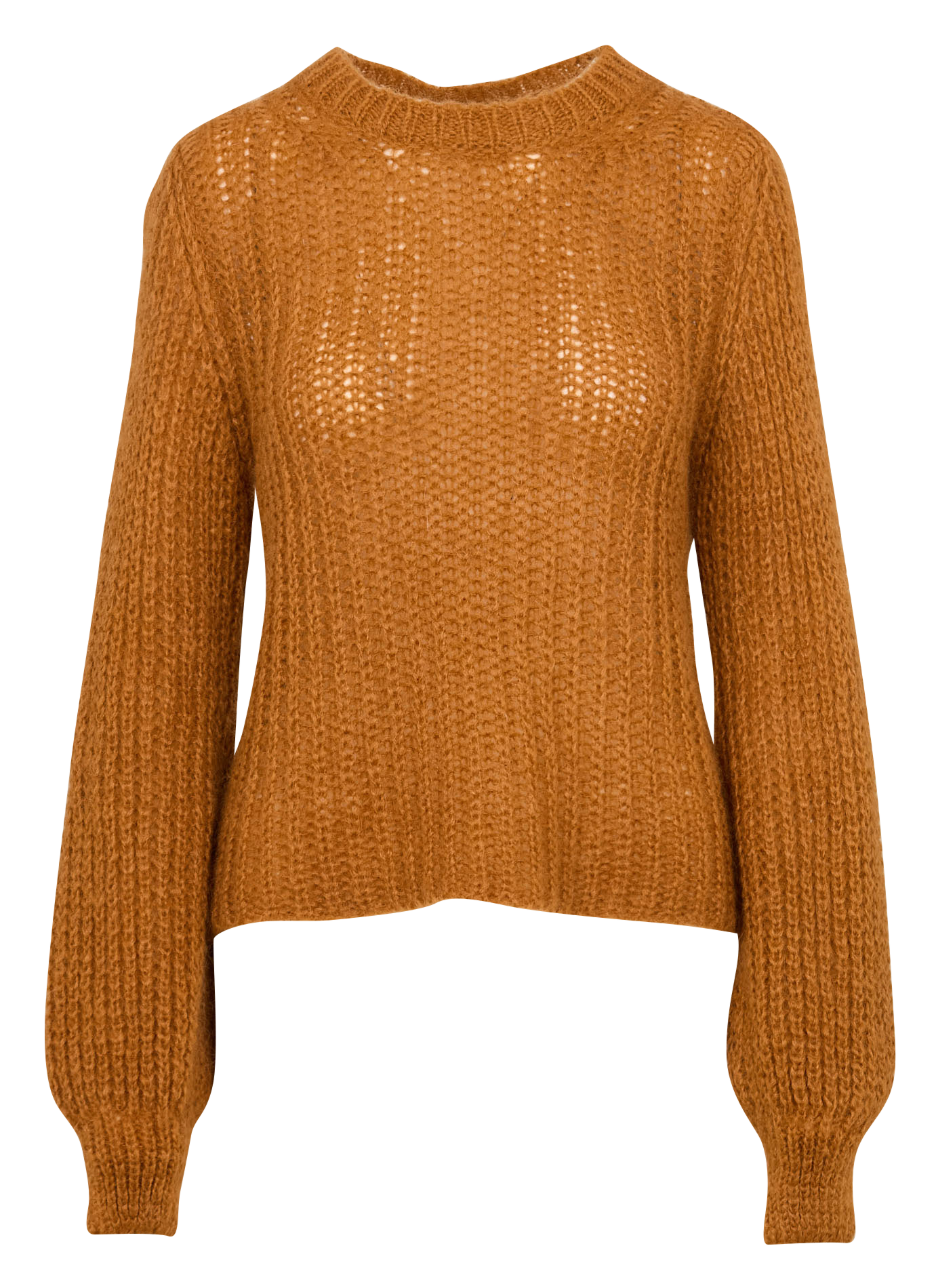Pull col rond en maille | Marron