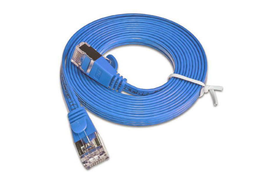 Slimpatchkabel RJ-45 - RJ-45, Cat 6, STP, 0.15 m, BlauGeschirmtes Twisted-Pair-Kabel (STP) mit Klinkenschutz