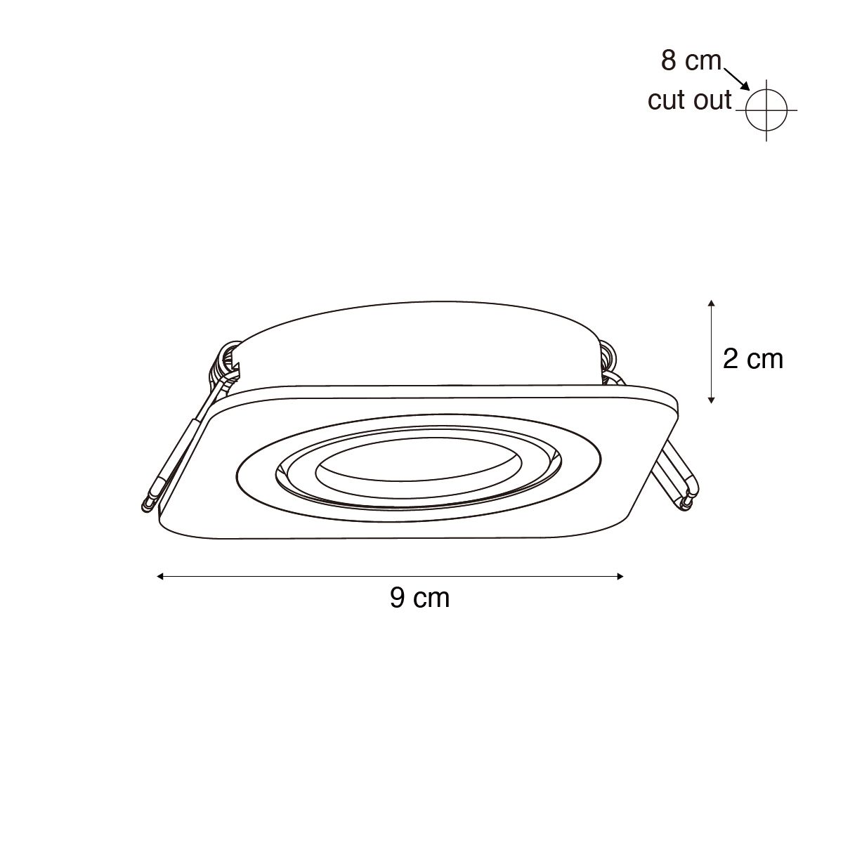 Afgeronde inbouwspot wit GU10 50mm draai- en kantelbaar IP44 - Alberto