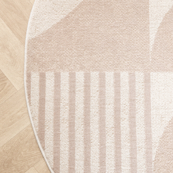 Rond Japandi vloerkleed - Aurora Circles Beige