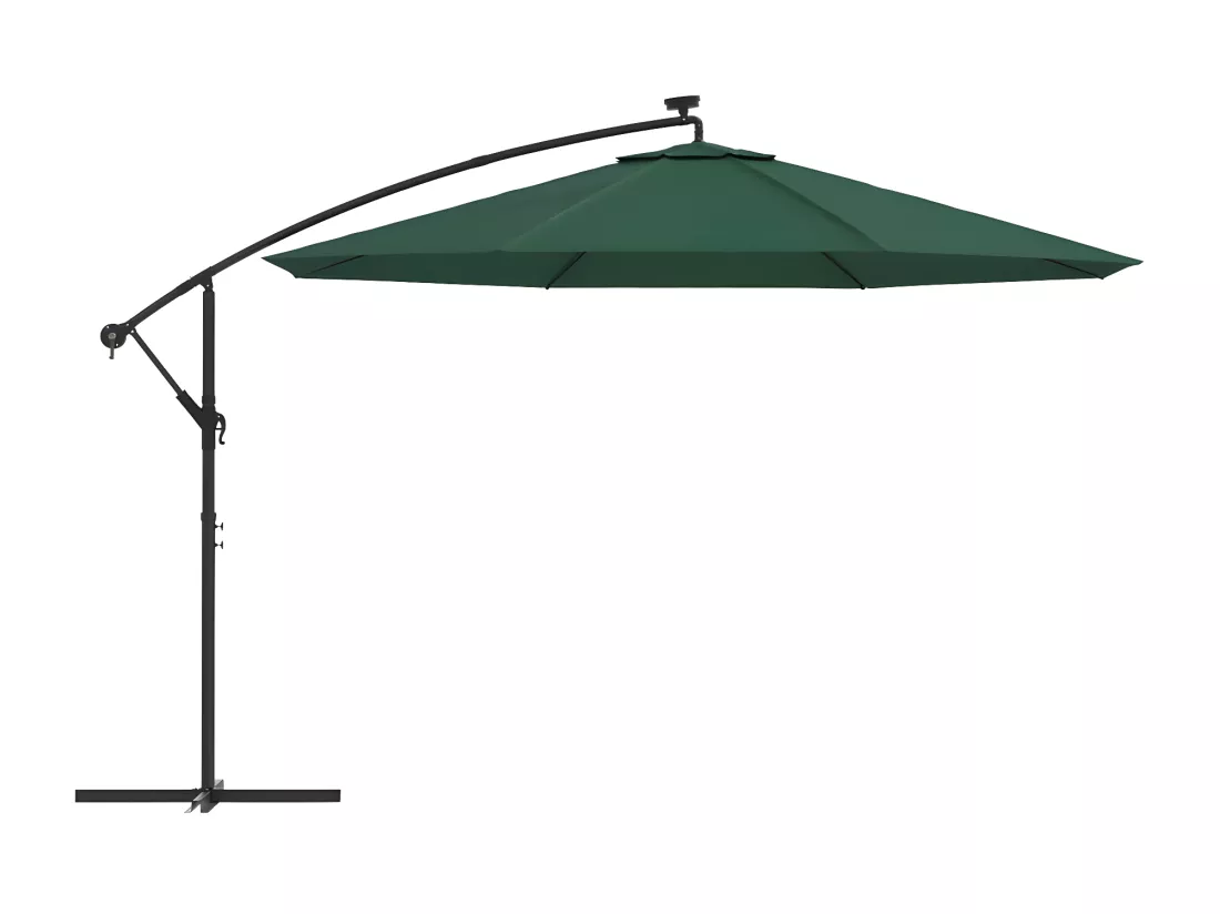 Parasol en porte-à-feux et poteau métallique 350 cm Vert