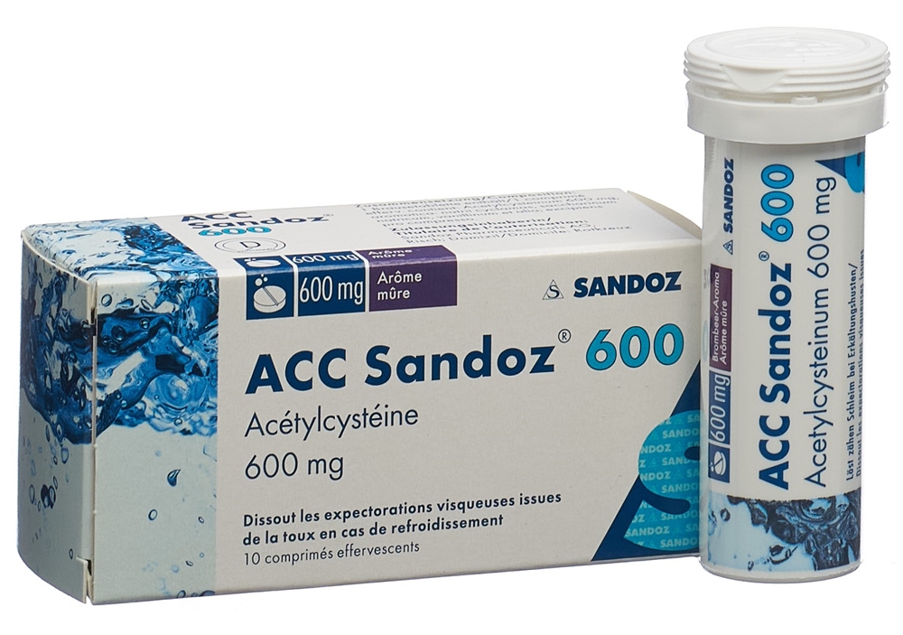 ACC Sandoz Brausetabl 600 mg mit Brombeeraroma Ds 10 Stk